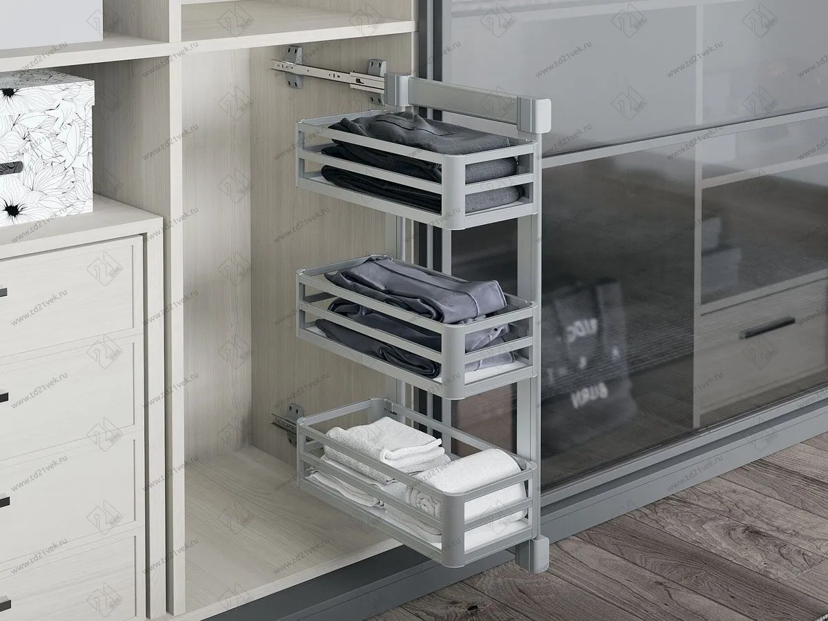 S-6272-G (S-6272) Корзина для одежды Starax, 3-х уровневая, (280х485х920 мм), правая 1