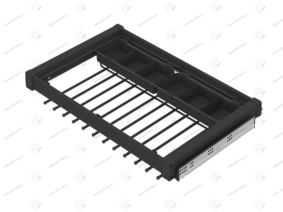 S-6712-A Брючница с органайзером для аксессуаров в базу 700 мм, Starax, (660-690х475х125 мм), направляющие Blum Tandem, антрацит 2