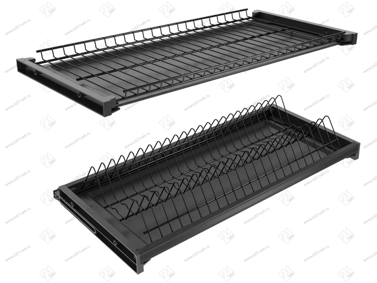 Сушка двухуровневая 800/16 с рамкой + 2 поддона, чёрный матовый 1