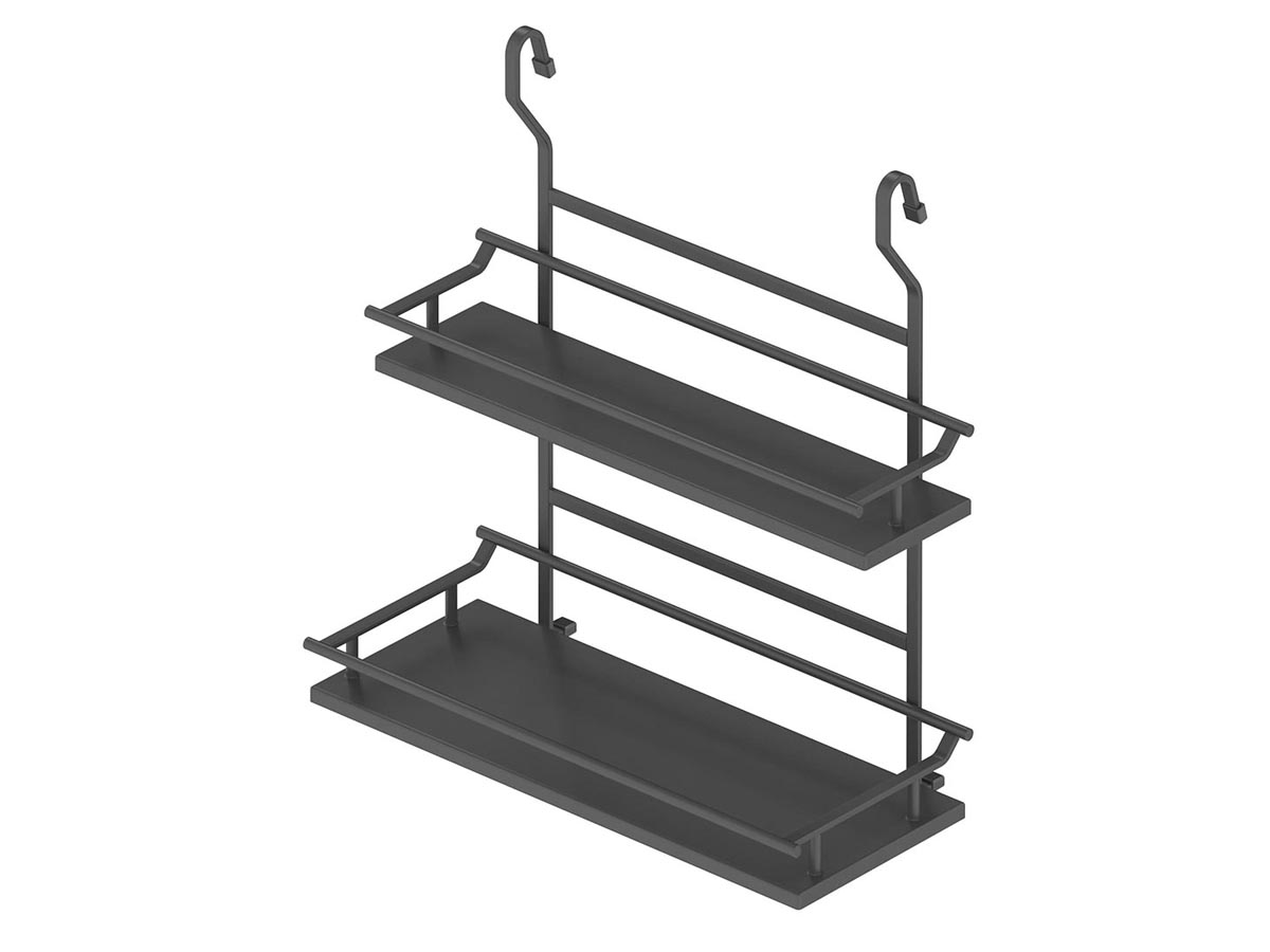 S-4127-A Полка для специй, Starax, деревянное дно, 2-х уровневая, (350х165х360 мм), антрацит