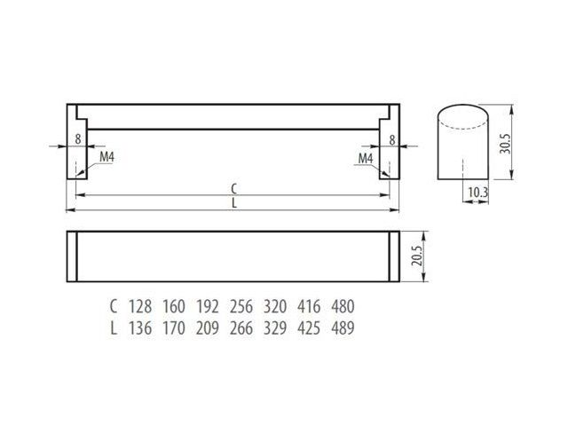 UZ-682224-06 ручка мебельная  UZ-682 C=224, шлифованная сталь <15> (ПОД ЗАКАЗ)