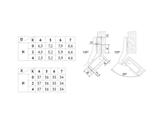 H640C02/0314 Петля Boyard 45° (вкладная) + планка H=4 <200>