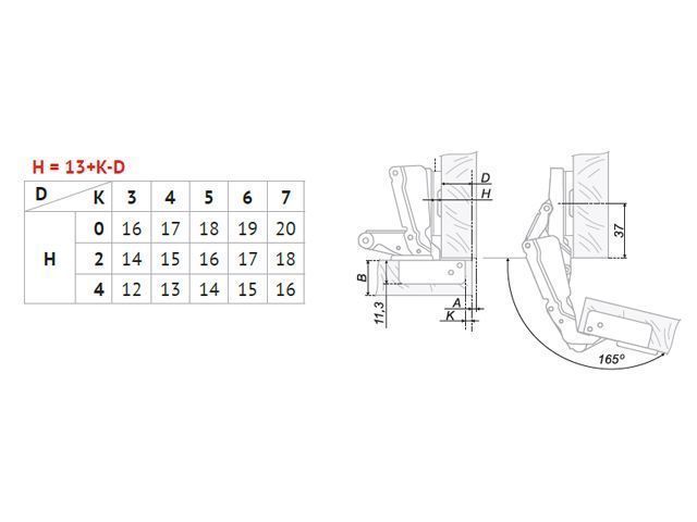 H600A02/0112 Петля Boyard 165° (накл-ная) + планка H=2 <100>