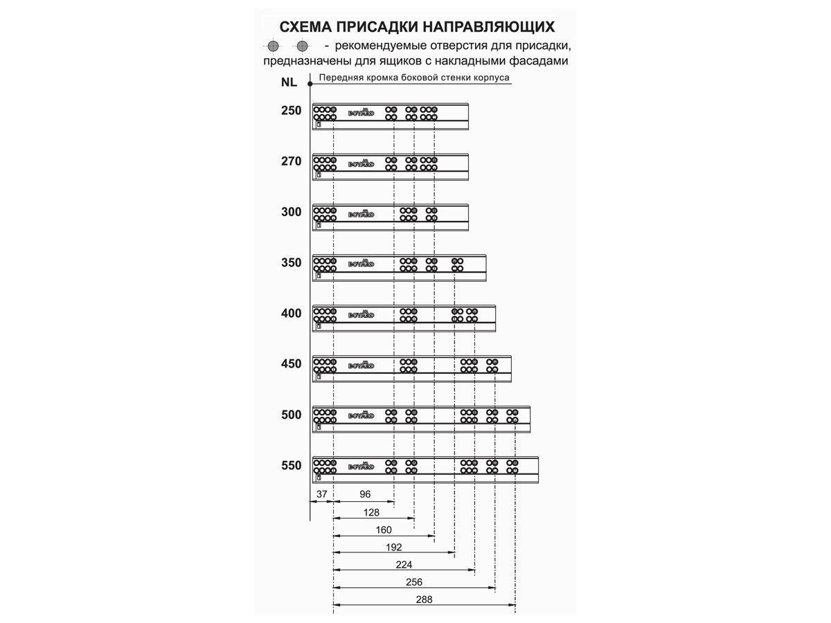 DB8886Zn/450 Направляющие 450 мм push-to-open скрытого монтажа <10>