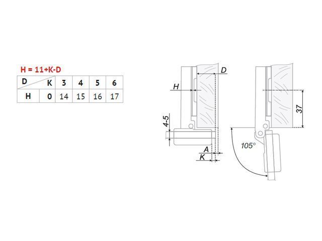 H502A/1410 Стеклопетля Boyard 0 мм (чашка 26 мм) + планка Н=0 <300>