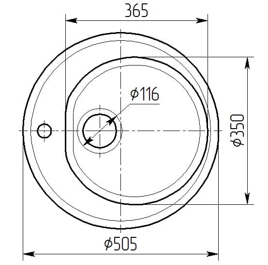 Мойка каменная Вега d=505/350мм, глубина-150мм (Белоснежный)  глянец GPRY 1 2