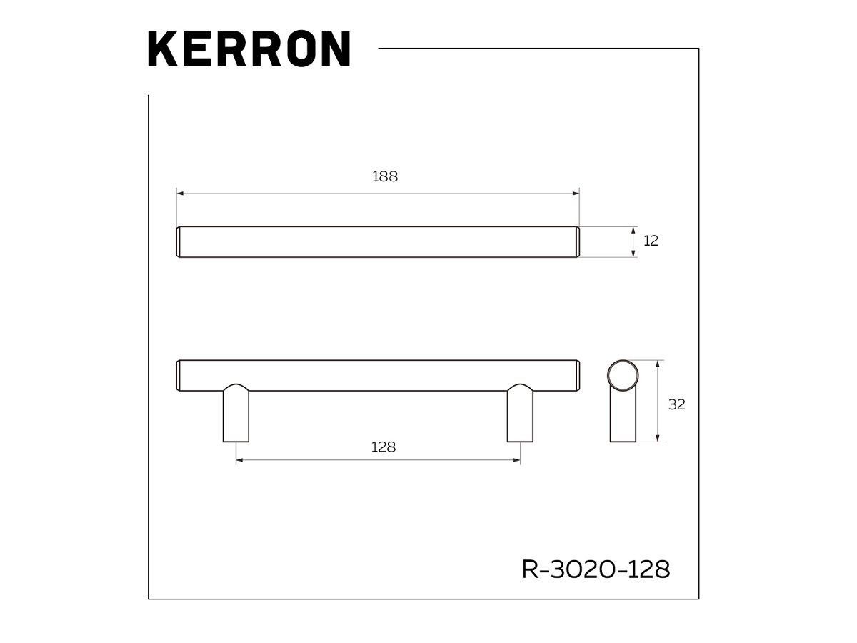 R-3020-128 BN Ручка-рейлинг D=12мм, 128 мм, черный хром <20/100>