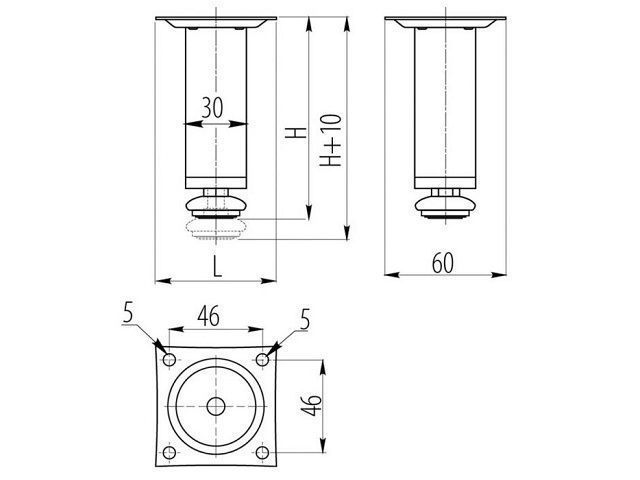 NM-BD-100-01 Опора GTV,d30, H100, хром <100> 2