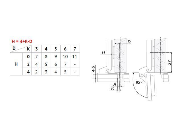 H501B/0410 Стеклопетля Boyard 8 мм (чашка 26 мм) + планка Н=0 <300>