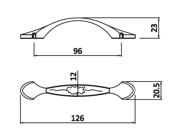 UZ-ROYAL1-96-10-03 Ручка GTV ROYAL1 C=96мм, белый/золото <50>