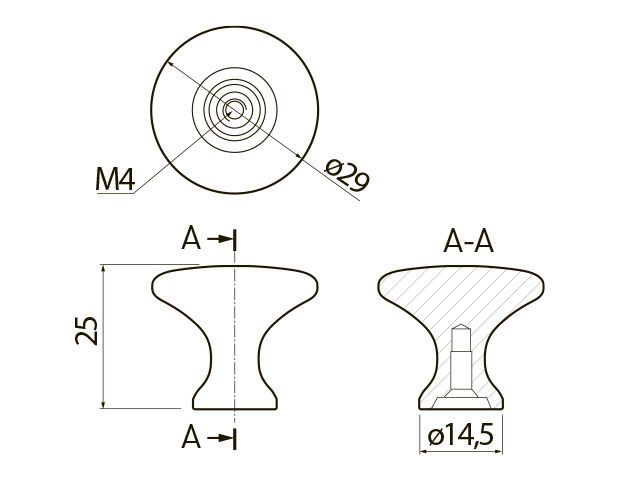 GZ-UDINE-1-05  Ручка-кнопка UDINE, алюминий <25>