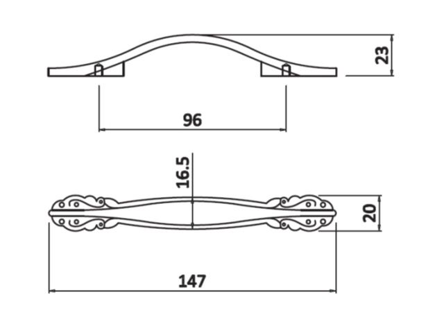 UZ-ROYAL2-96-10-03 Ручка GTV ROYAL2 C=96мм, белый/золото <40>