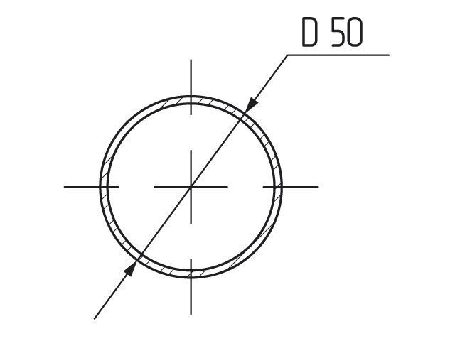 Труба d=50мм х 3 м х 0,8 мм, сталь, хром <4>