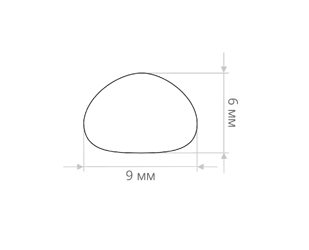 Уплотнитель полиуретановый ш9х в6мм (светло-серый/серебро) <10м / бухта-200м>