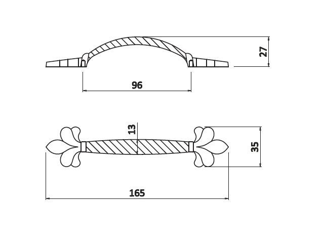 UZ-ROYAL3-96-10-03 Ручка GTV ROYAL3 C=96мм, белый/золото <25>