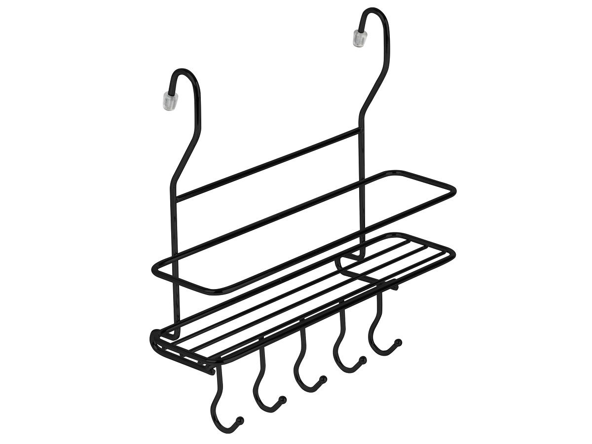 MX-402 BL Полка на рейлинг малая с крючками, Д265 Ш100 В270, черный матовый < 12>