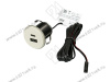 06.800.01.350 USB-розетка, врезная, 1USB-A:+1Type-C 5V/3А, встраиваемая, входное напряжение 12В, серебристый, 37х27.5мм превью 1