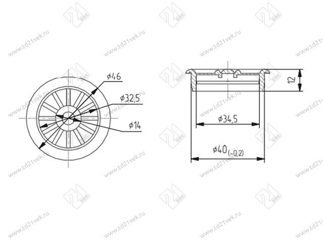 Вентиляционная решетка d40/46, h12 мм, бежевая 2