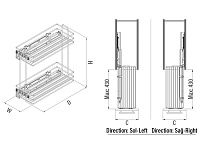 S-2444-C Бутылочница 250, Starax, 2-х ярусная, направляющие Blum Tandem, (203х475х495 мм), полное выдвижение, правая