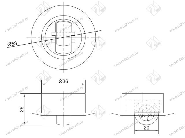 Опора колесная 463 нагрузка - 20 кг d=19,5 h=26 <200> 2