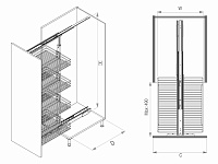 S-1125-A Шкаф-колонна в базу 300 мм, Starax, 5-ти ярусная, (230х510х1400-1550 мм)