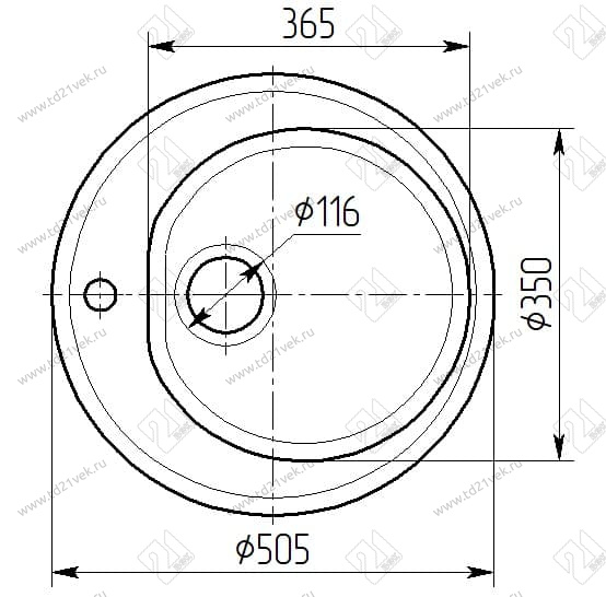 Мойка каменная Вега d=505/350мм, глубина-150мм (Белоснежный)  глянец GPRY 1 2