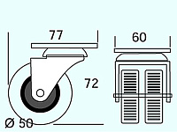 Опора колесная 336 нагрузка - 50 кг d=50, h=73 <100>