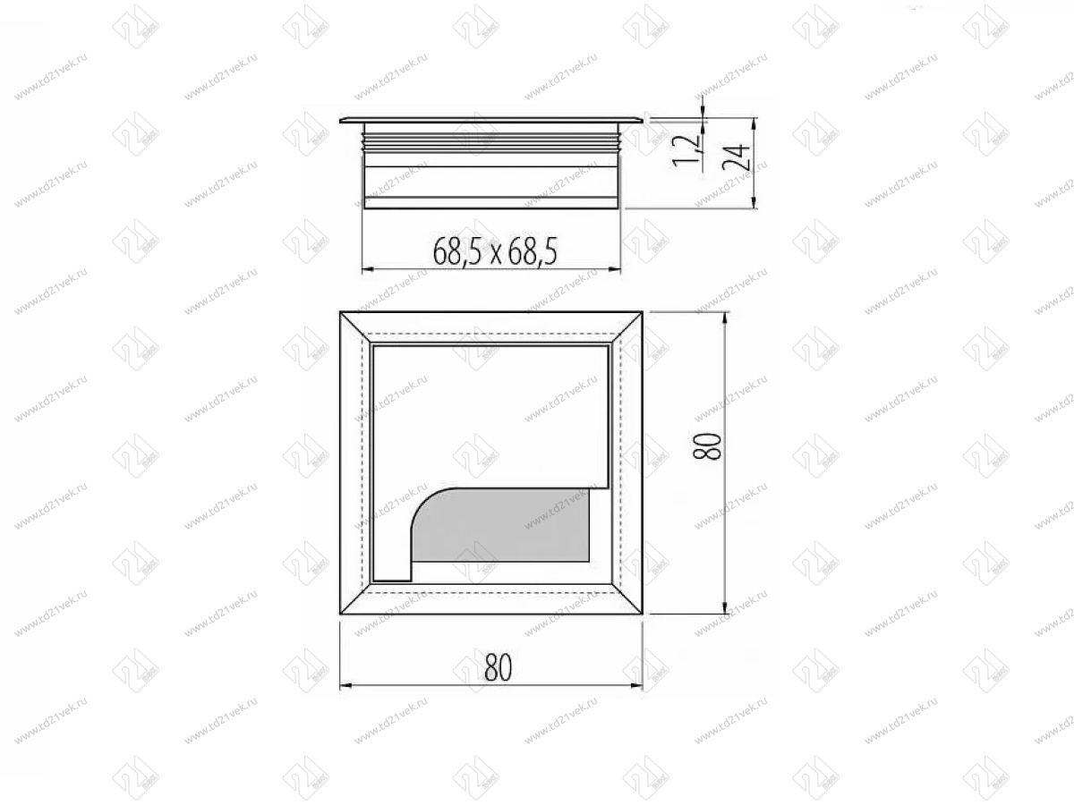 Заглушка кабель-канала LB-K80X80-05 Мерида, GTV, 80x80 мм, анодированный натуральный 2