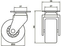 Опора колесная 325 нагрузка - 38 кг d=50, h=68 <100/500>