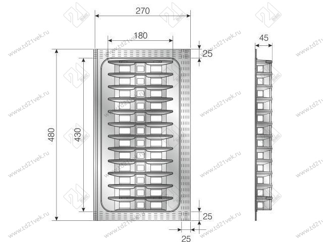 105-83-51-309 Лоток для тарелок Mesan TrayBond, 12шт.(Ш270хГ480-420хВ45) антрацит <16> 5