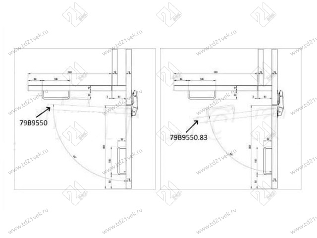 79B9550.83MB V50NI Петля BLUM CLIP top 83* BLUMOTION, для фальшпанели, вкладная, под самор., с доводчиком <50> 4