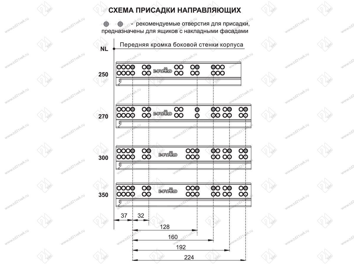 DB8885Zn/450 Направляющие 450 мм  push-to-open скрытого монтажа B-slide <10> 4