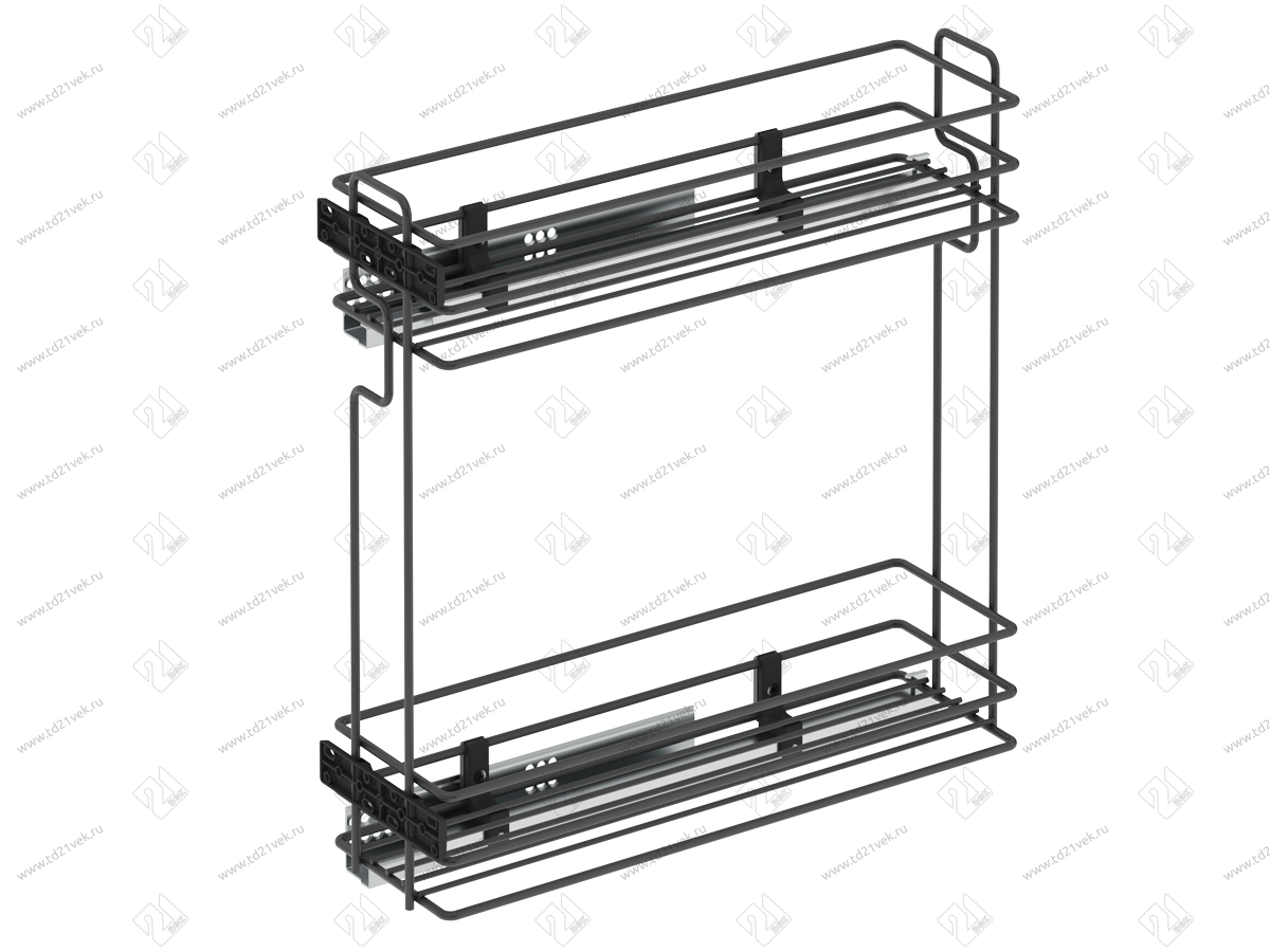 S-2426-A Бутылочница 200, Starax, 2-х ярусная, направляющие Blum Tandem, (151х475х495 мм), частичное выдвижение, левая, антрацит 2