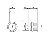 Замок №103 (604), почтовый, D19х20 мм хром  <12/240> А