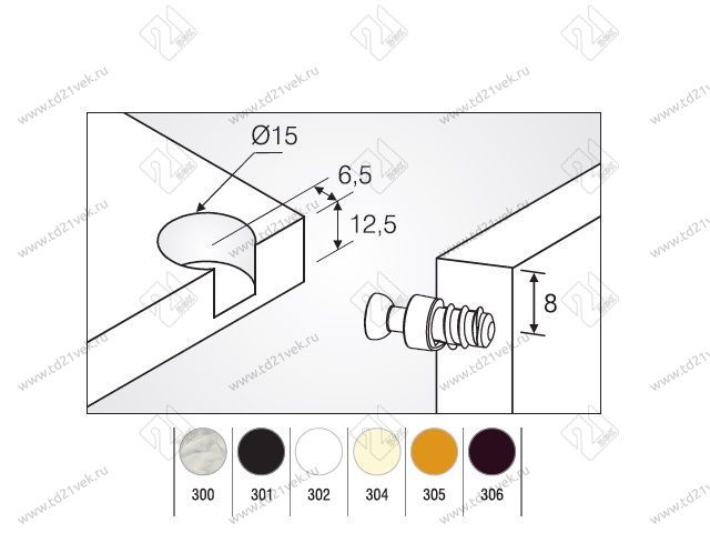 103-04-13-304 Полкодержатель Mesan mini Raffix d15*H12,5мм (крем) <500/5000> 2