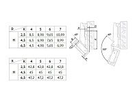 H645A02/0814 Петля Boyard -45° (накл-ная) + планка H=4 <250>