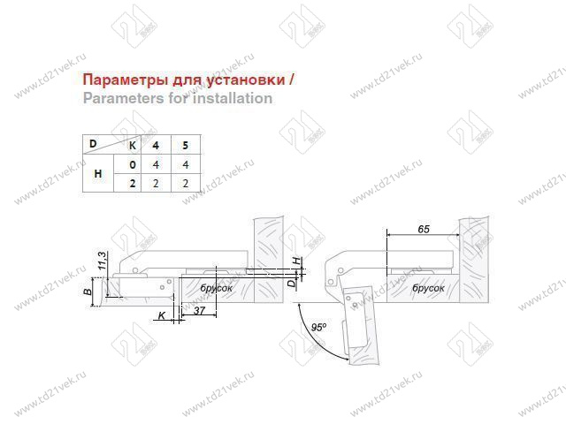 H74102/2110 Петля Boyard 90° (для фальшпанели) (с довод.) + планка H=0 <10/100> 3