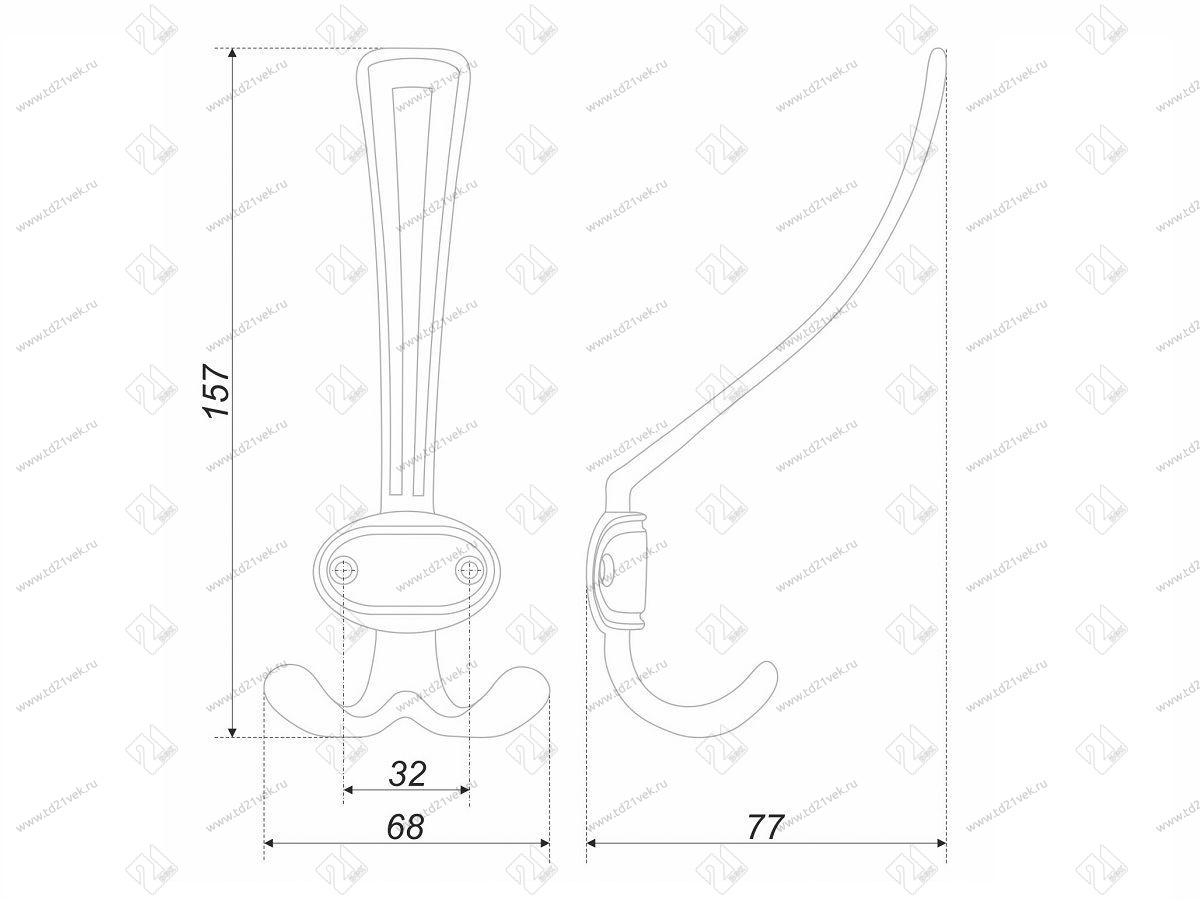 K306AB.2  Крючок мебельный старинная латунь <25> 4