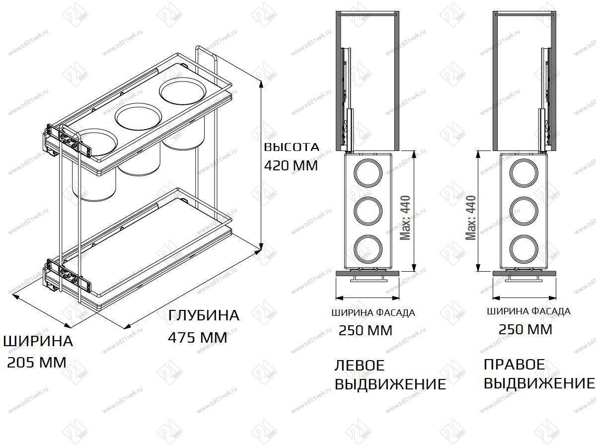 S-2651-A Бутылочница для столовых приборов, Starax, 2-х ярусная, (205х475х420 мм), антрацит, левая 3