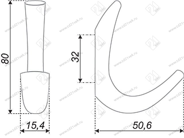 K206SN.10 Крючок мебельный K0650 cатиновый никель <25> 2