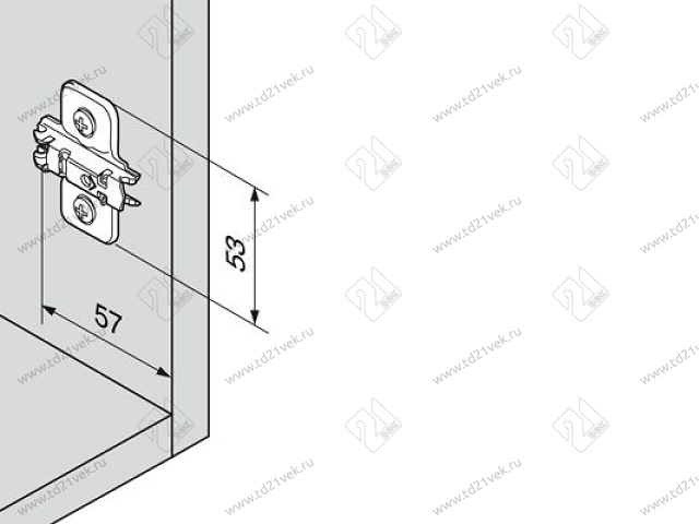173L6100  MPL V500NI Планка ответная BLUMCLIP(крест.) H=0мм (под саморез)<500> 3