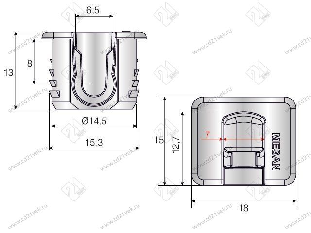 102-91-18-305 Крышка Mesan для полкодержателя mini Raffix (бежевый) <500/1000> 2