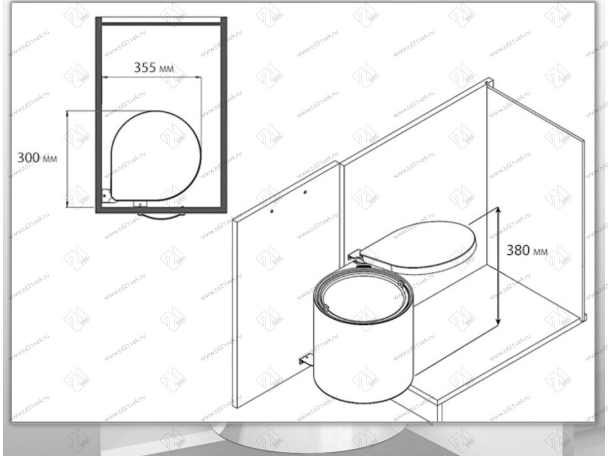 S-2253-B Мусорное ведро Waste Bin Starax 10 л (355x300x380 мм),  черное 3