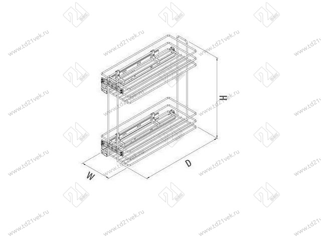 S-2427-C Бутылочница 250, Starax, 2-х ярусная, направляющие Blum Tandem, (203х475х495 мм), частичное выдвижение, левая 3