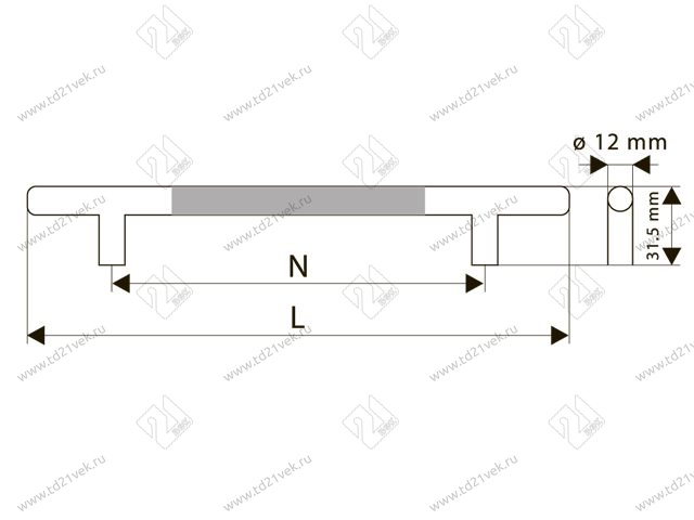 Ручка-рейлинг Оскар 14.103/192 d=12  (алюмин) (ST) <100> 2