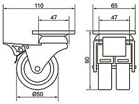 Опора колесная 346 нагрузка - 50 кг d=50, h=75 <100>