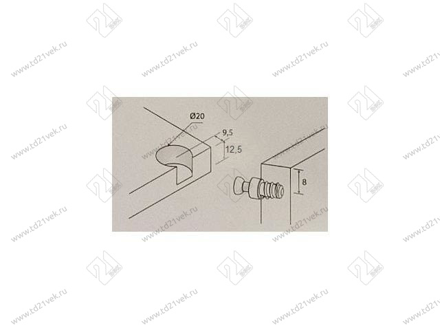 KRF016G Стяжка XSTAR d20*H12,5мм с эксцентр.(для 16мм) (серый) <500/1000> 4