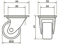 Опора колесная 339 нагрузка - 42 кг d=32, h=43 <200/500>