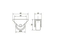 Опора колесная 101 нагрузка - 15 кг d=28, h=33 <200/1000>