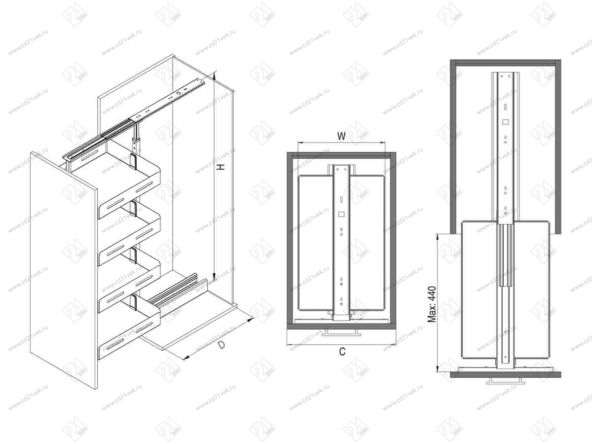 S-1827-UB-A Шкаф-колонна в базу 400 мм, Starax Unique Box, 6-ти ярусная, (330х510х1850-2000 мм), антрацит 3